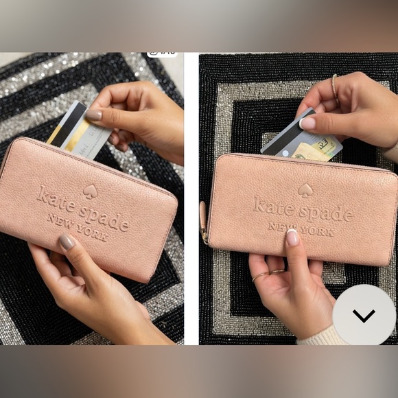 kate spade Handbags - Kate Spade embossed logo Blush Pink Continental Wallet EUC